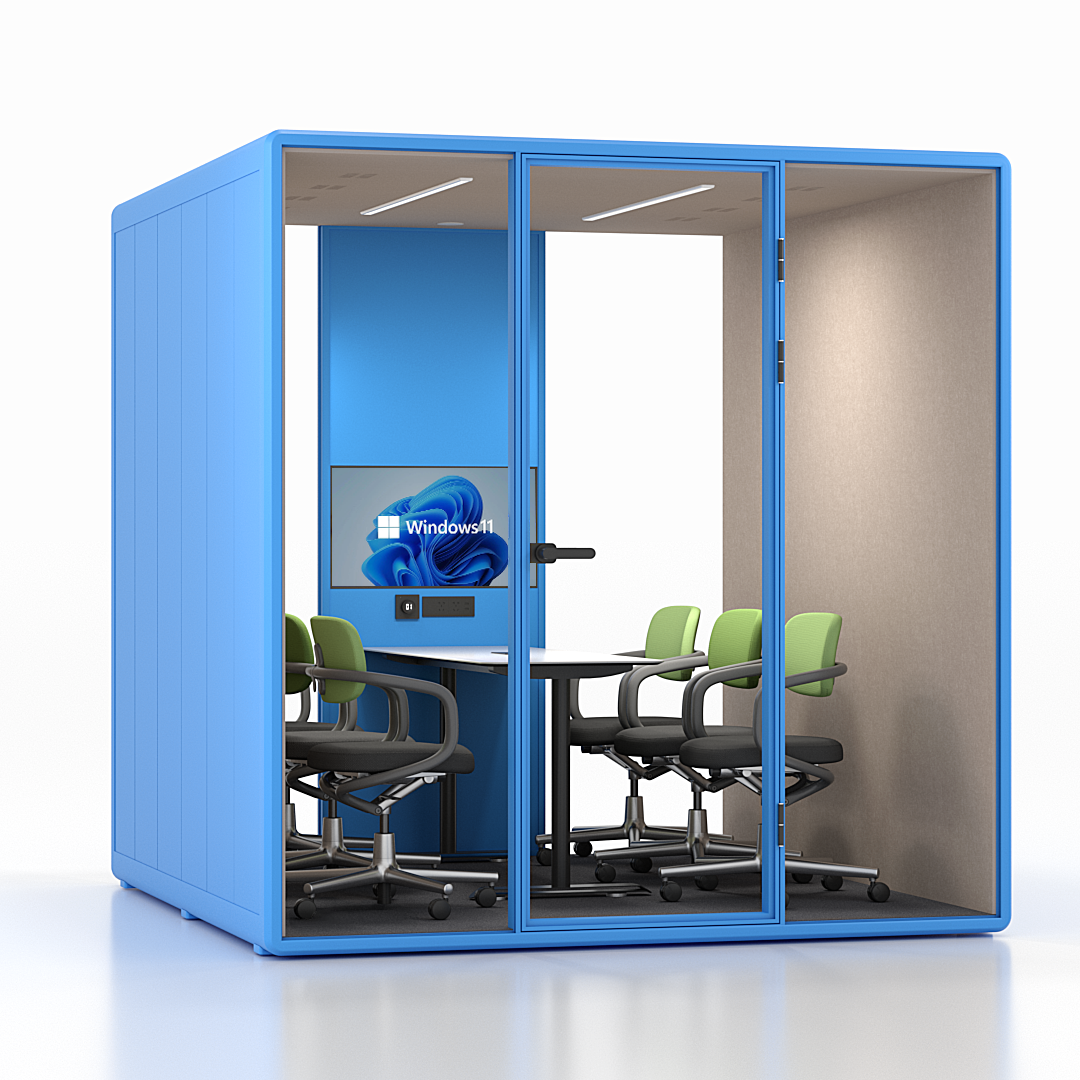 light blue color acoustic pods for 6 people