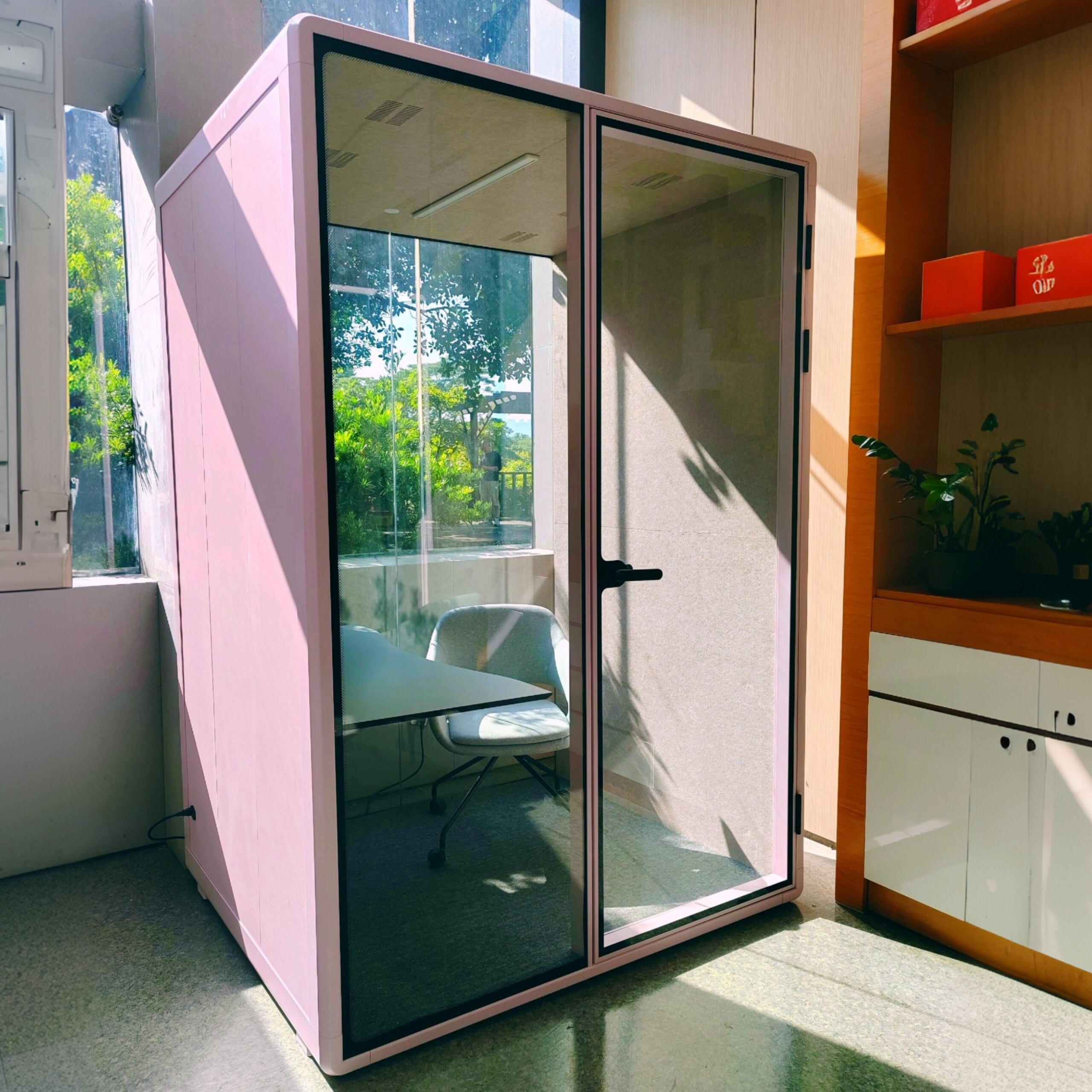 Pink Soundproof Office Pods